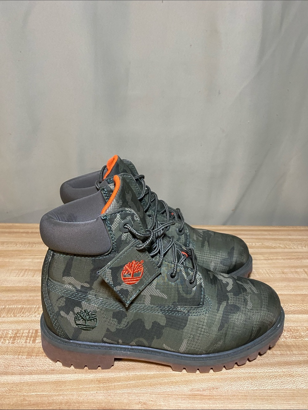 Timberland Boots Green Camo Jacquard Ankle WP Premium Primaloft 200g size 4.5